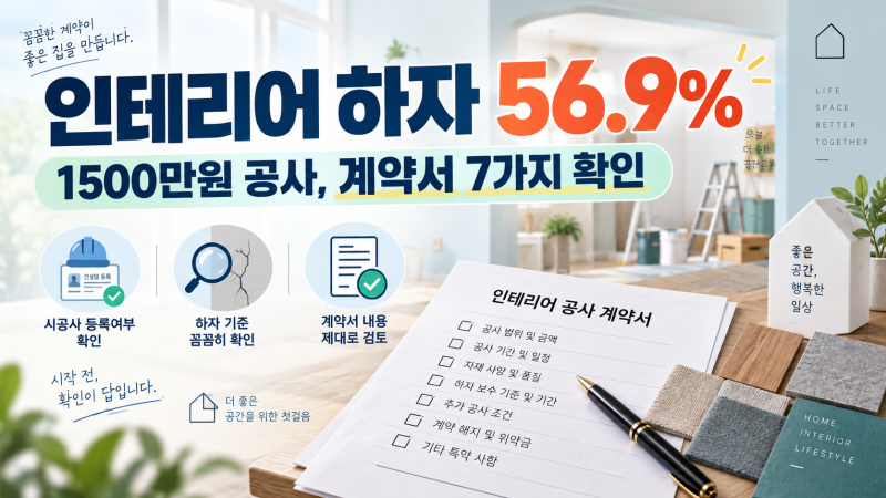 인테리어 하자 56.9%, 1500만원 공사 전에 계약서에서 꼭 볼 7가지