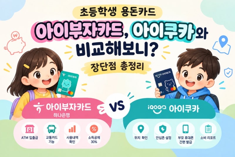 초등학생 용돈카드 아이부자카드, 아이쿠카와 비교해보니? 장단점 총정리