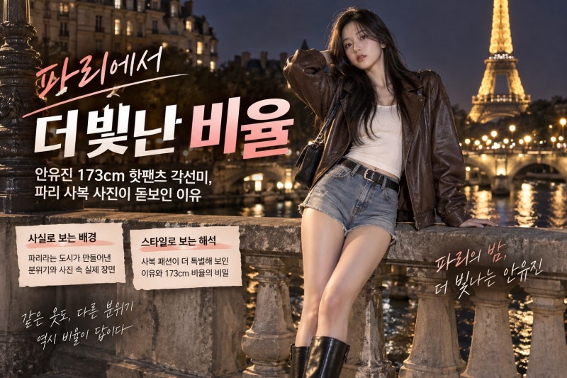 안유진 173cm 핫팬츠 각선미, 파리 사복 사진이 돋보인 이유