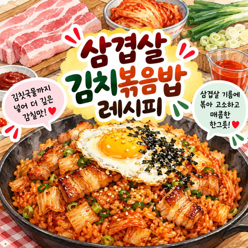삼겹살 김치볶음밥 레시피, 김칫국물까지 넣어 감칠맛 살리는 법