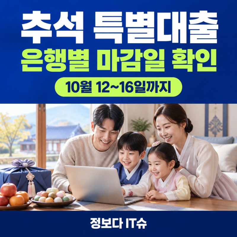 추석 특별대출 아직 신청 가능할까? 농협 10월12일·신한·우리·하나·국민 10월16일까지