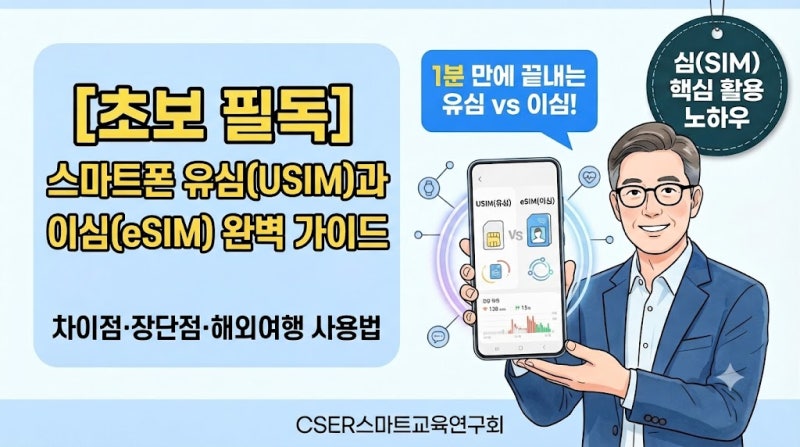 [초보 필독] 스마트폰 유심(USIM)과 이심(eSIM) 완벽 가이드: 차이점·장단점·해외여행 사용법 ....