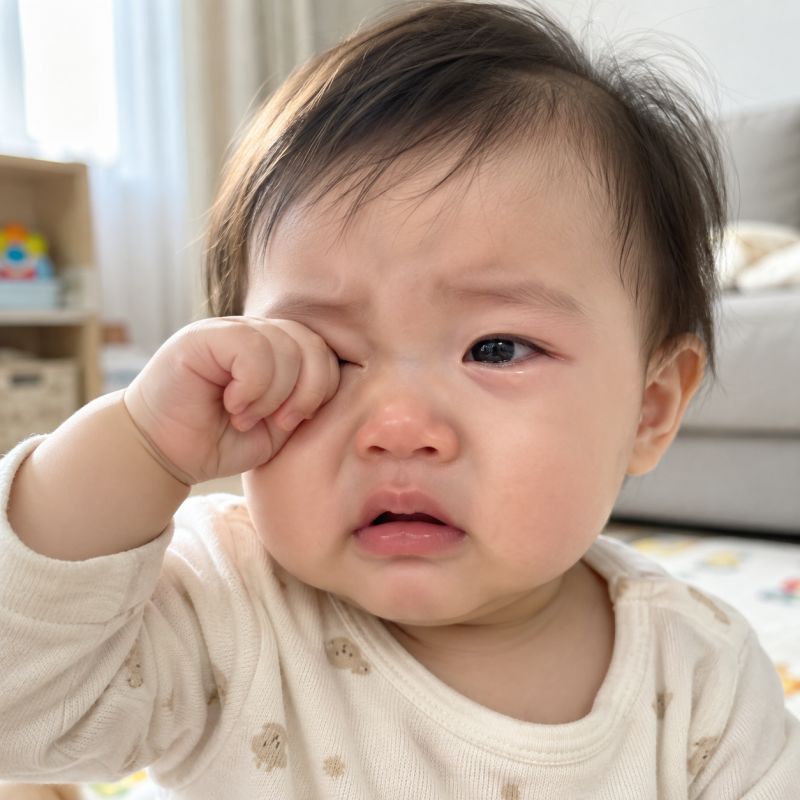 아기 안검내반 증상, 눈 비비고 눈물 많다면 살펴보세요