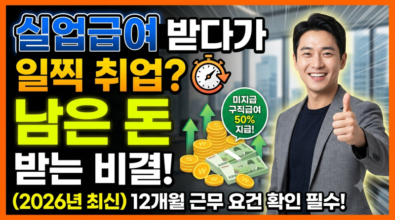 실업급여 조기재취업수당 조건, 절반 남기고 취업하면 받을까?