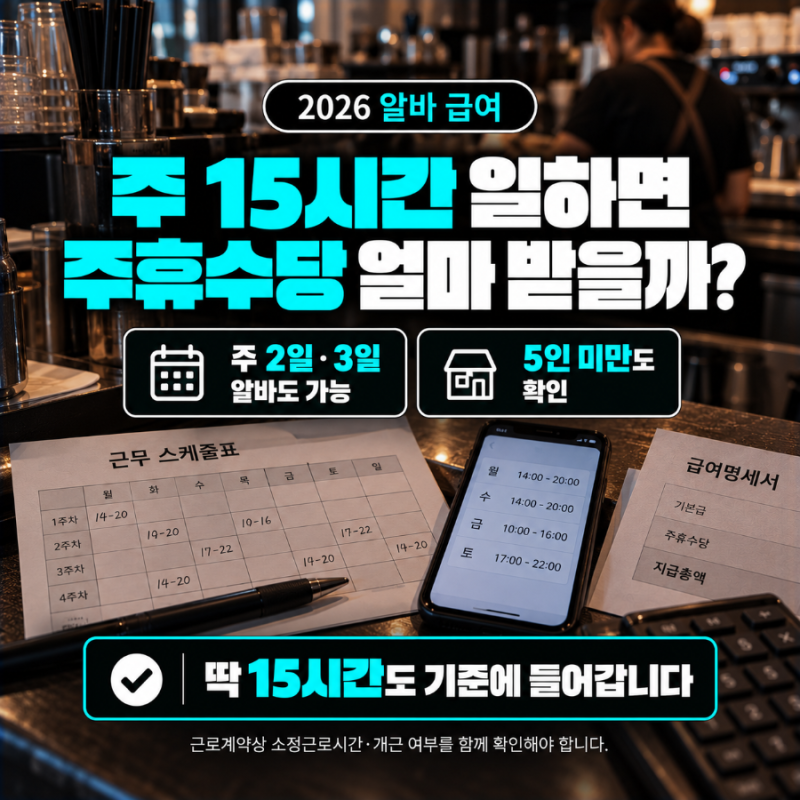 주휴수당 나는 받을 수 있을까? 주 15시간 기준·계산법·안 주면 신고까지