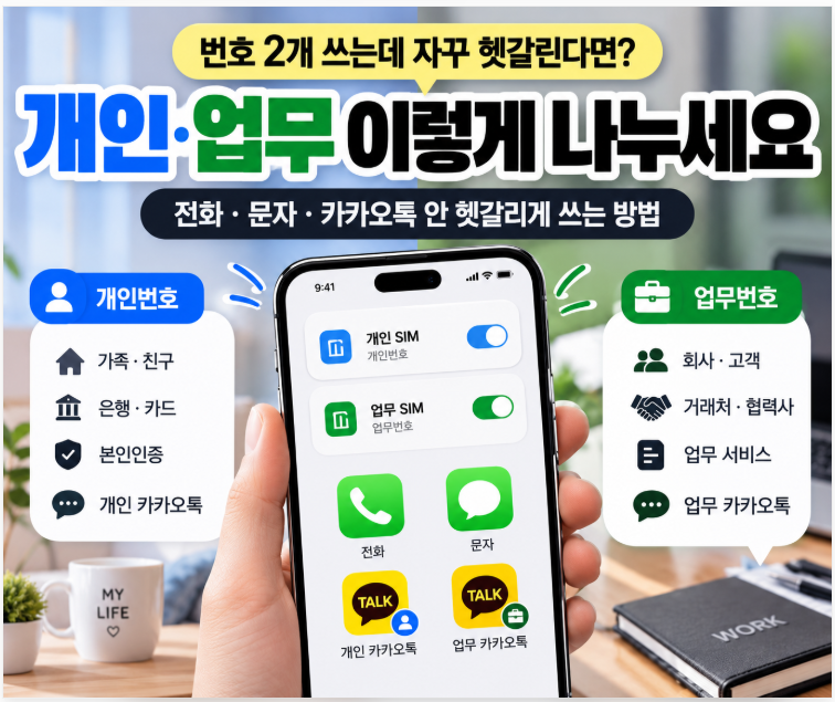 듀얼심 개인·업무 분리 설정 - 전화·문자·카카오톡 안 헷갈리게 쓰는 방법