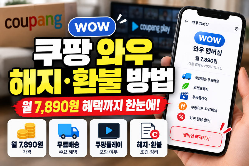 쿠팡 와우 해지 환불 방법 월회비 7890원 환불 조건과 쿠팡플레이 이용 총정리