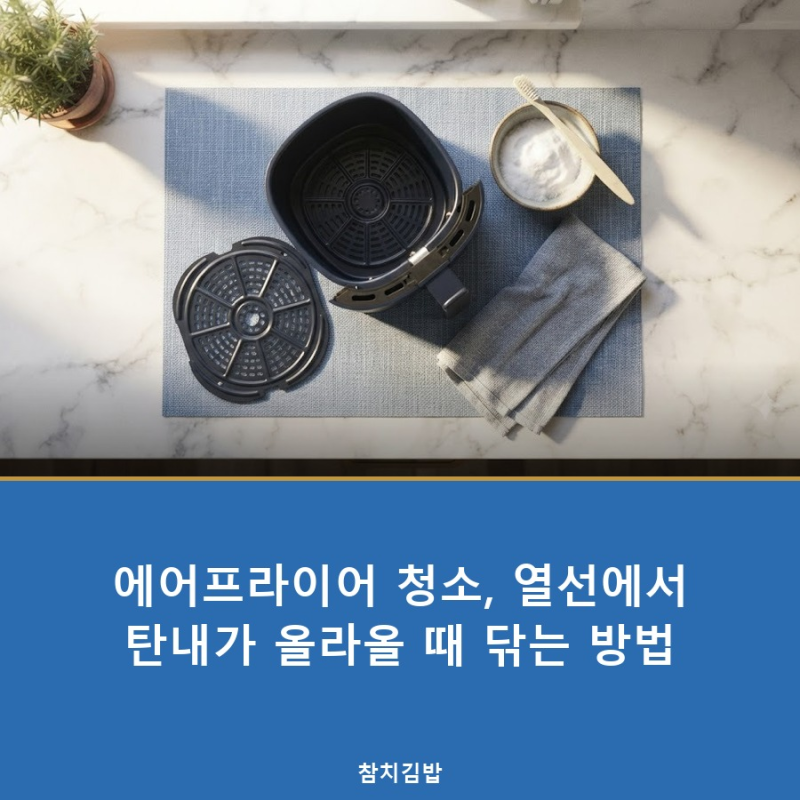 에어프라이어 청소, 열선에서 탄내가 올라올 때 닦는 방법