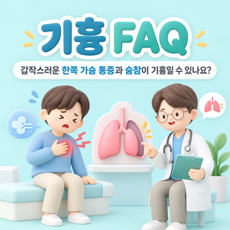 기흉 FAQ｜갑작스러운 한쪽 가슴 통증과 숨참이 기흉일 수 있나요?