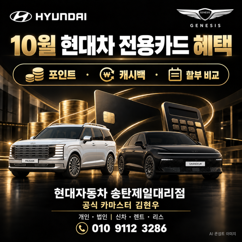 2026년 10월 현대차 전용카드 혜택｜포인트·캐시백·할부 무엇이 다를까?