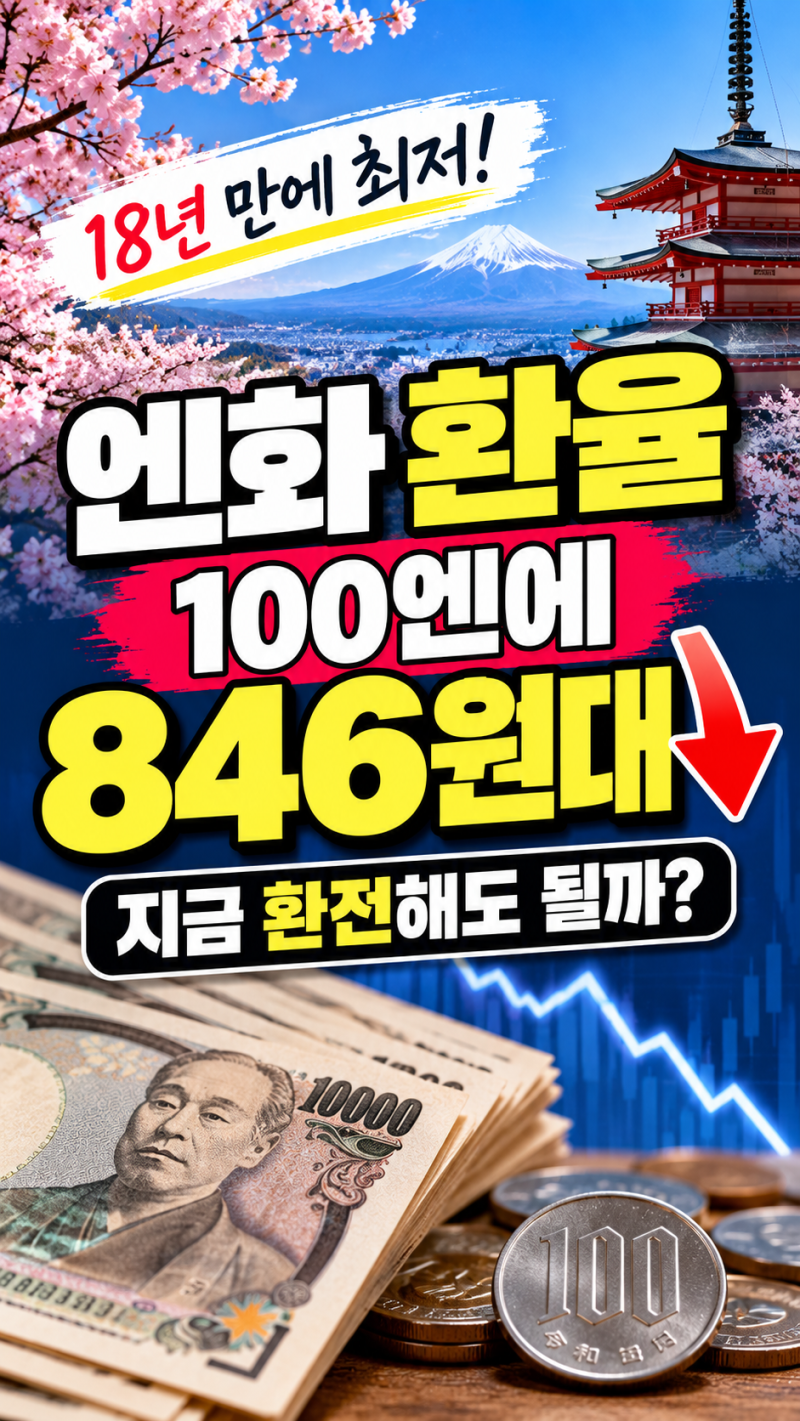 엔화 환율 100엔에 846원대｜18년 만에 최저, 지금 환전해도 될까?