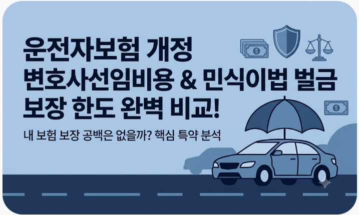 운전자보험 변호사선임비용 한도 비교 및 민식이법 벌금 보장 개정사항 총정리