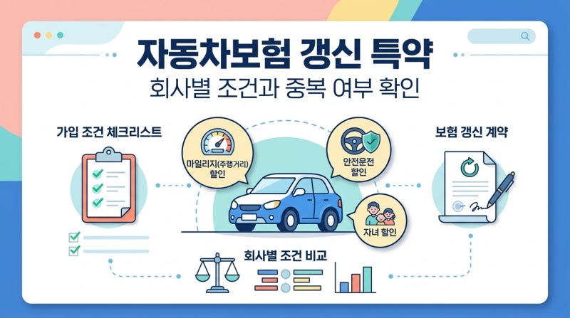 자동차보험 갱신 할인, 특약 이름이 같아도 보험사마다 조건이 다르고 중복 여부도 회사 안....