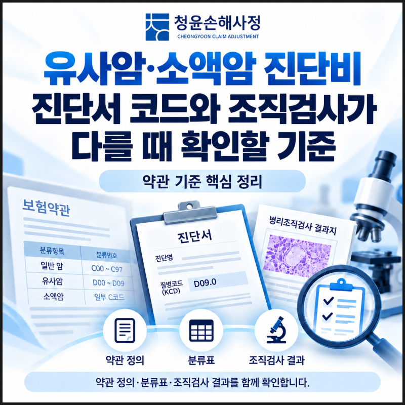 유사암·소액암 진단비, 진단서 코드와 조직검사가 다를 때 확인할 기준
