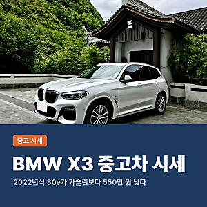 BMW X3 중고차 시세 30e 하이브리드 가솔린 디젤 2024년식 2025년식 G01 G45 가격