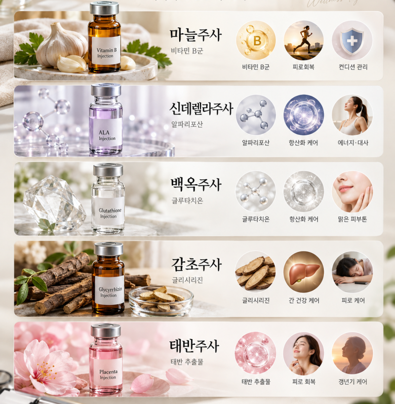 부산 해운대 영양수액 주사 6종 비교, 감기·독감 후 회복에 필요한 경우