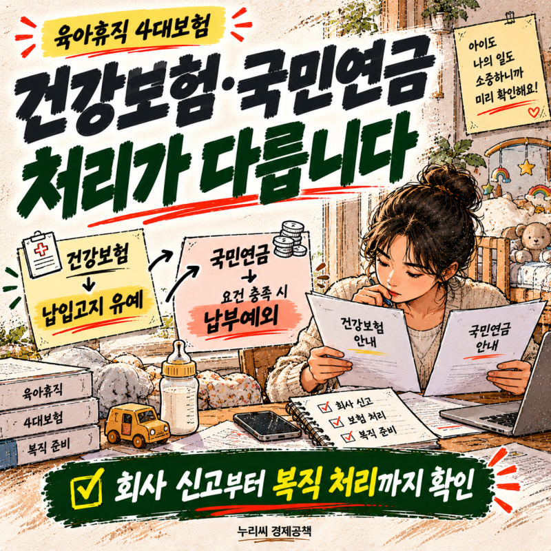 육아휴직 중 건강보험료·국민연금은 어떻게 될까?｜휴직기간 4대보험 처리 정리