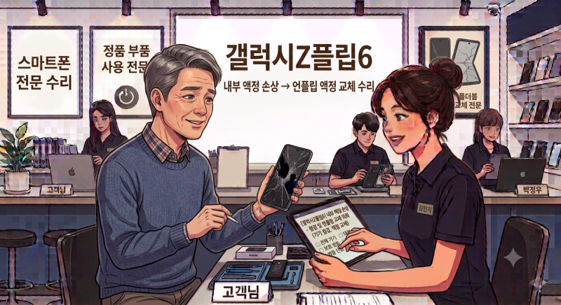 [갤럭시언플립택배수리] 갤럭시Z플립6 고스트 터치 발생! 발열 3회 재검증 거친 언플립 개조 ....