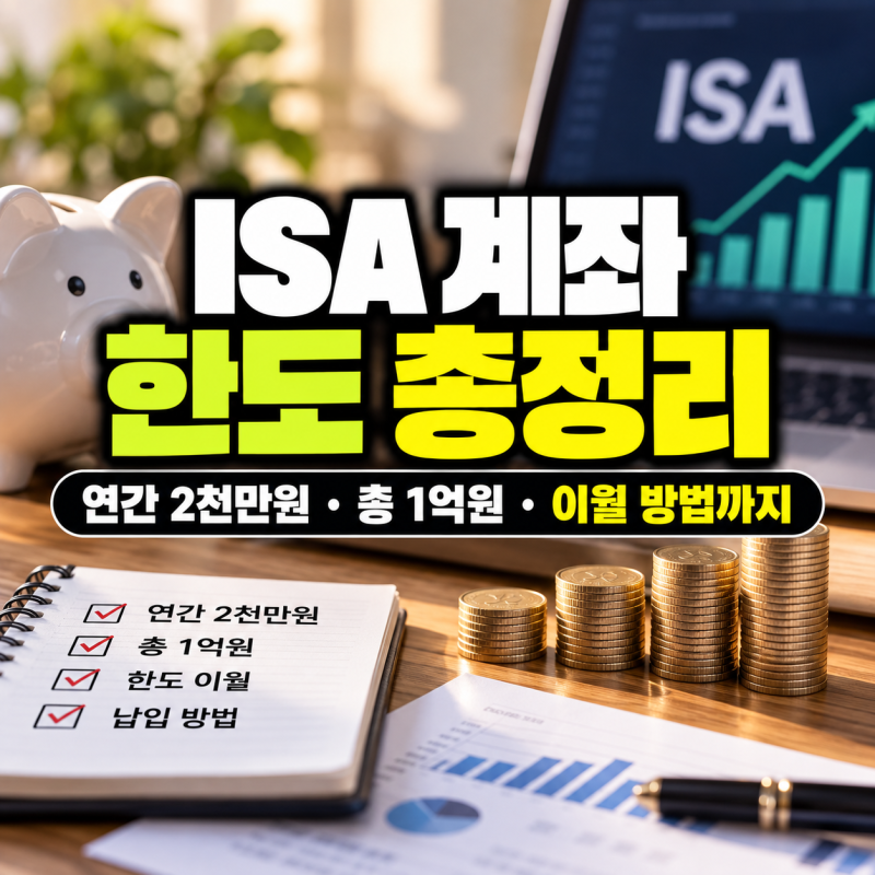 ISA 계좌 한도 총정리｜연간 2천만원·총 1억원·이월 방법까지