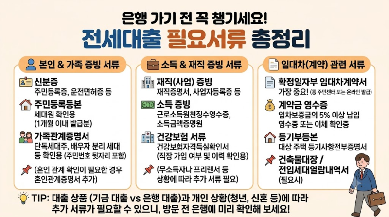 전세대출 받을 때 필요한 서류｜은행 방문 전 준비하기