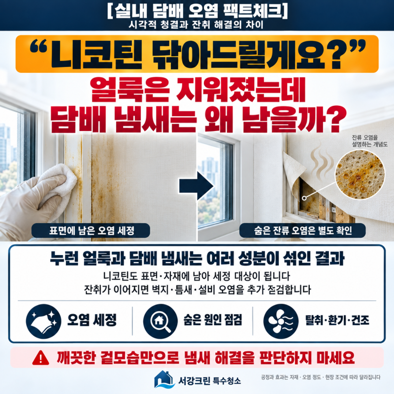 "니코틴 청소해 드릴게요"라는 청소업체 믿으면 100% 냄새가 재발하는 이유?타르는 '세정'하고....