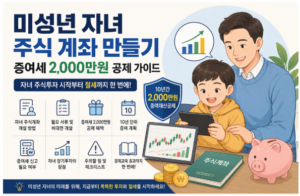 미성년 자녀 주식 계좌 개설 방법부터 증여세 2,000만원 공제 및 신고 팁까지 총정리