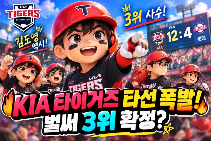 KIA 타이거즈, 롯데에 12-4 대승!