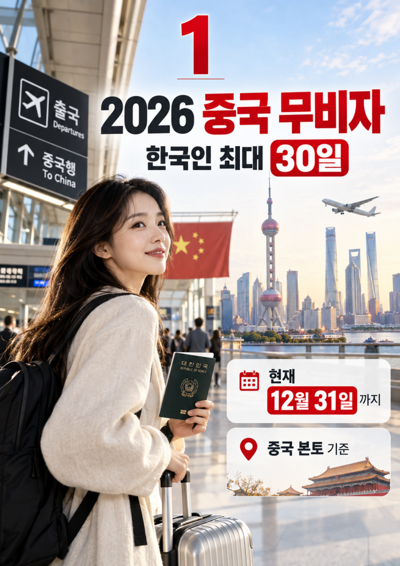 2026 중국 무비자 입국｜한국인 30일·12월 31일까지, 전자 입국카드 사전 작성 필수일까?