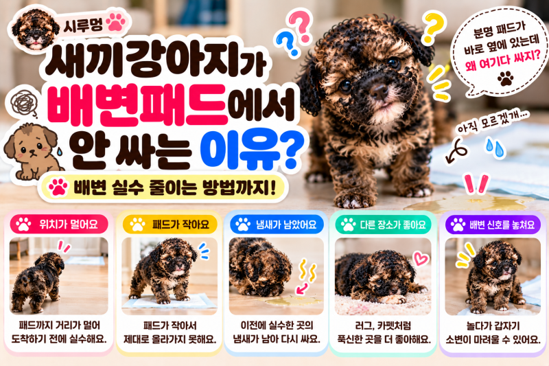 새끼강아지가 배변패드에서 안 싸는 이유｜배변 실수 줄이는 방법 | 강아지 배변훈련 |