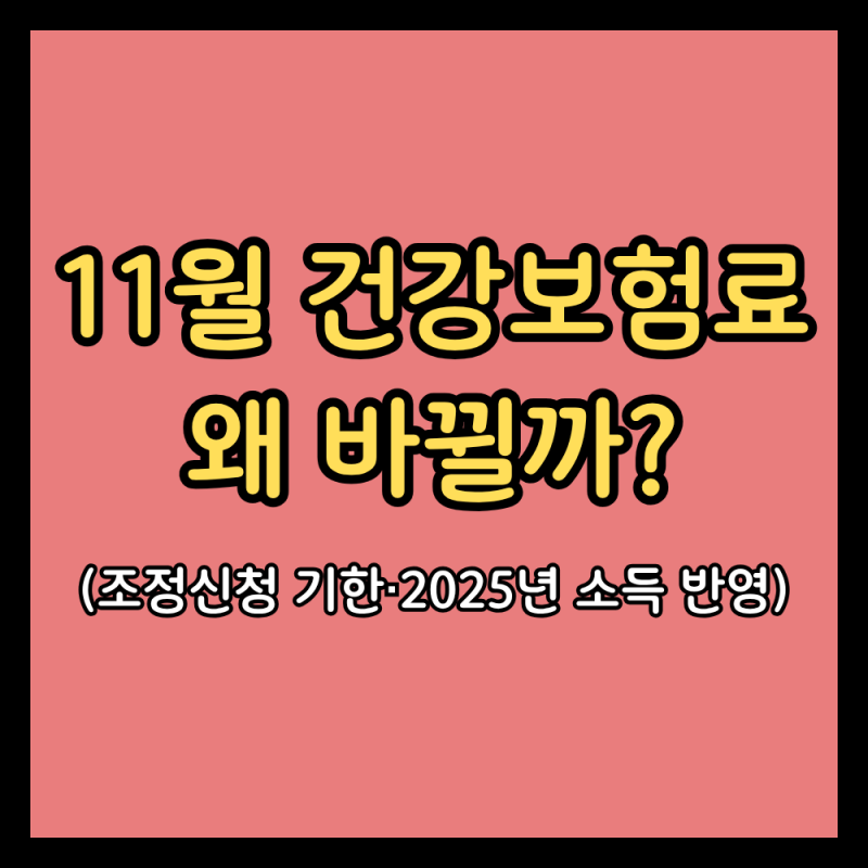 11월 건강보험료 바뀌는 이유·조정신청 기한 (2025년 소득 반영, 2027 요율 동결)