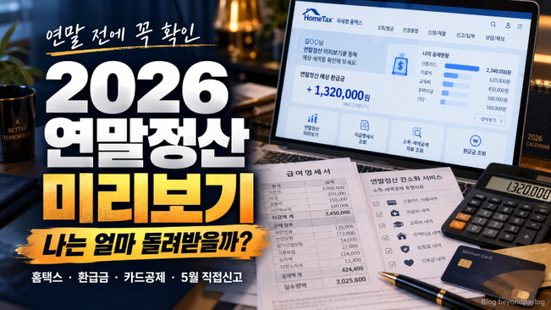 2026 연말정산 미리보기｜홈택스 예상 환급금 조회·카드공제·5월 직접신고 방법