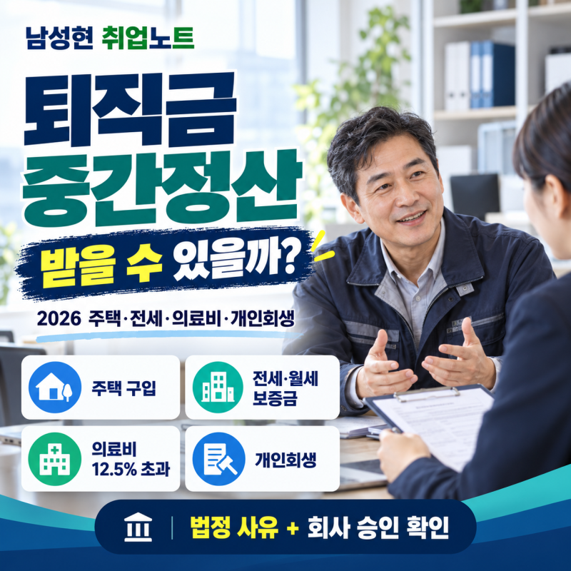 2026 주택·전세·의료비·개인회생 인정조건｜퇴직금 중간정산, 돈 필요하다고 받을 수 있을....