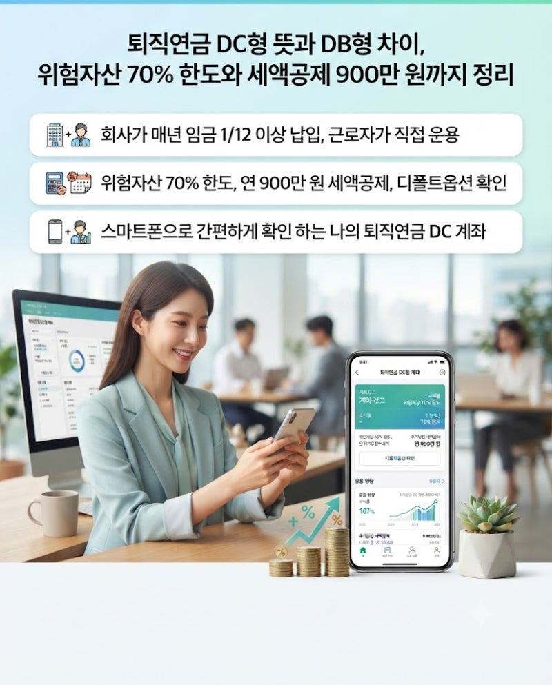 퇴직연금 DC형 뜻과 DB형 차이, 위험자산 70% 한도와 세액공제 900만 원까지 정리