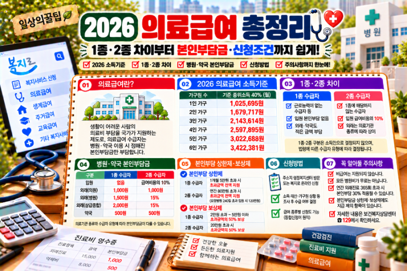 2026 의료급여 총정리 1종·2종 차이부터 본인부담금·신청조건까지 쉽게