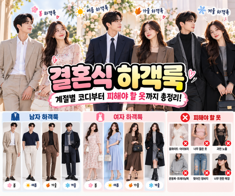 결혼식 하객룩 뭐 입지? 남자·여자부터 계절별 코디, 피해야 할 옷까지 총정리