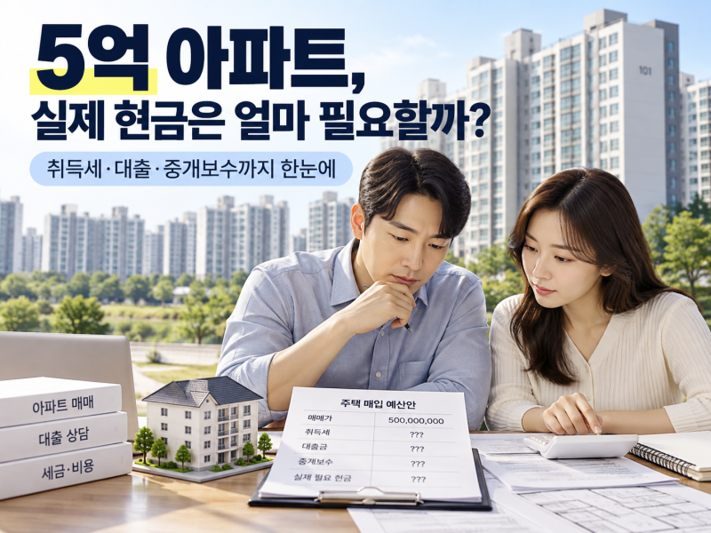 5억 아파트 사려면 현금 얼마 필요할까? 대출,취득세까지 계산