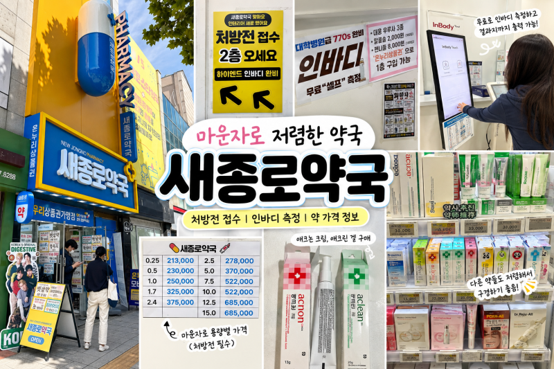 종로 마운자로 저렴한 약국 새종로약국 후기 | 가격·처방전·무료 인바디, 온누리상품권 사....