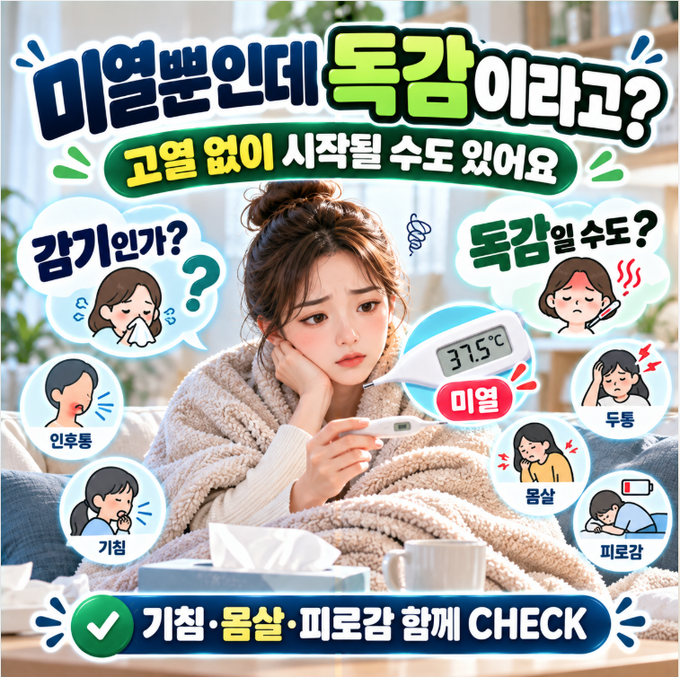 미열만 살짝 있어서 감기인가 했는데 독감증상 이렇게 시작될 수도 있다고요?