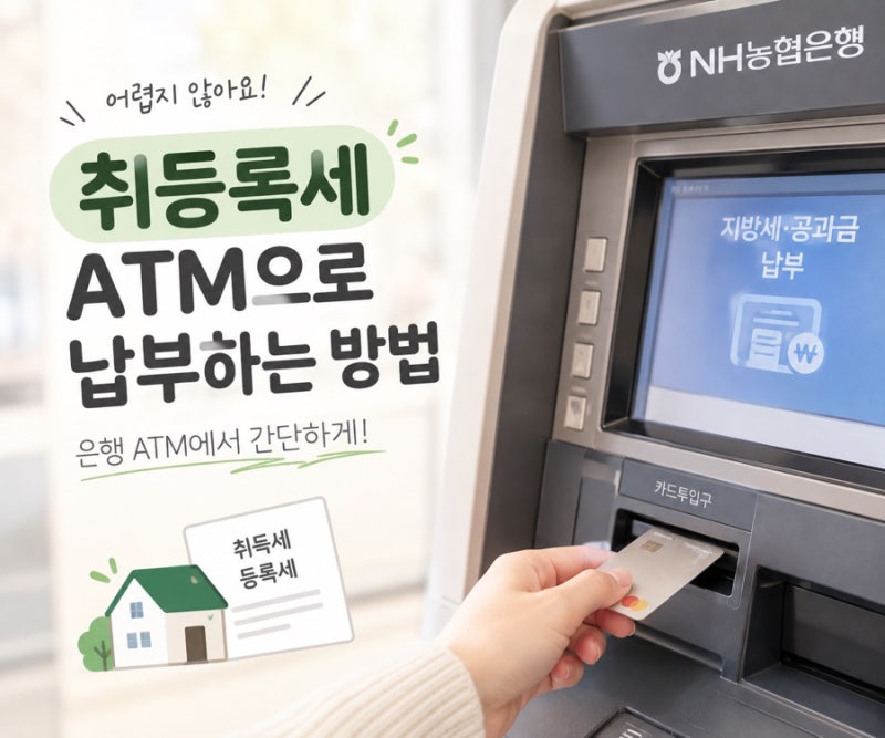 [자동차 취등록세 납부] 위택스 인증서 없이 농협 ATM 공과금 수납기로 간단 납부하는 법