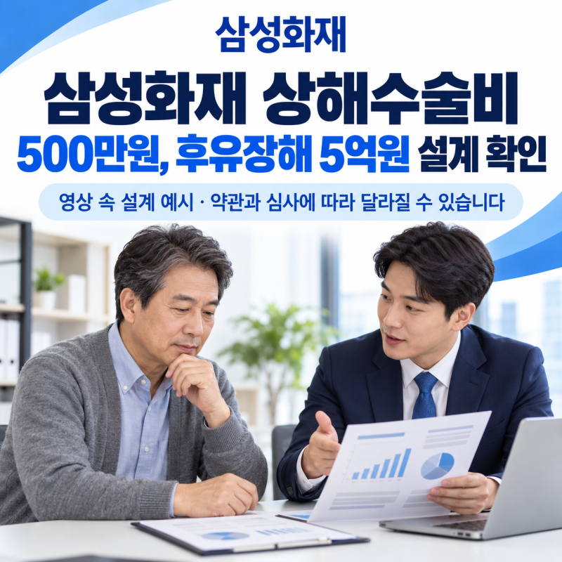 삼성화재 상해수술비 500만원, 후유장해 5억원 설계 확인