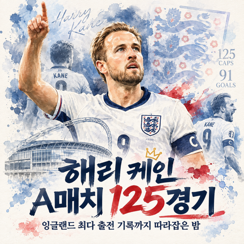해리 케인 A매치 125경기｜잉글랜드 최다 출전 기록까지 따라잡은 밤