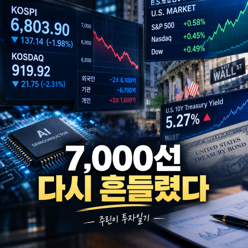 [주린일기] 10월 7일 국내 증시, 코스피 6,800선까지 밀렸다｜미국 증시는 신고가인데 한국은 ....