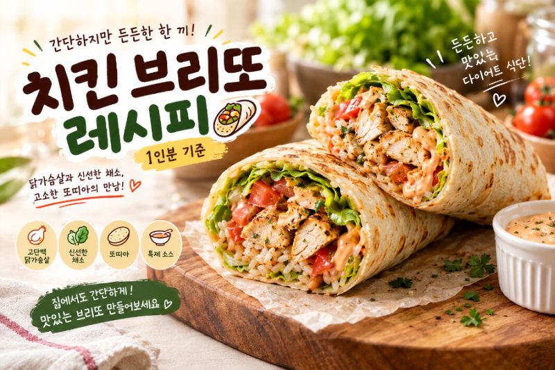 브리또 레시피｜간단한 다이어트 식단 치킨 브리또 만드는법