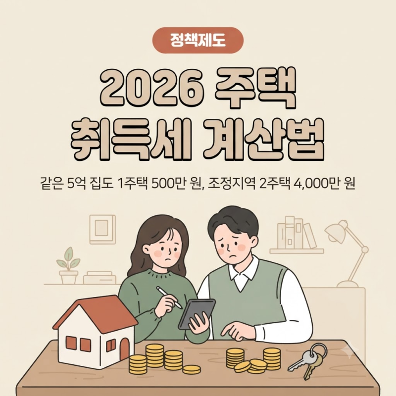 취득세계산기 쓰기 전에 알아둘 주택 취득세 계산법, 다주택 중과와 생애최초 감면 2026