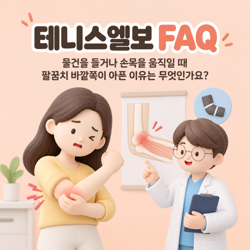 테니스엘보 FAQ｜물건을 들거나 손목을 움직일 때 팔꿈치 바깥쪽이 아픈 이유는 무엇인가요?