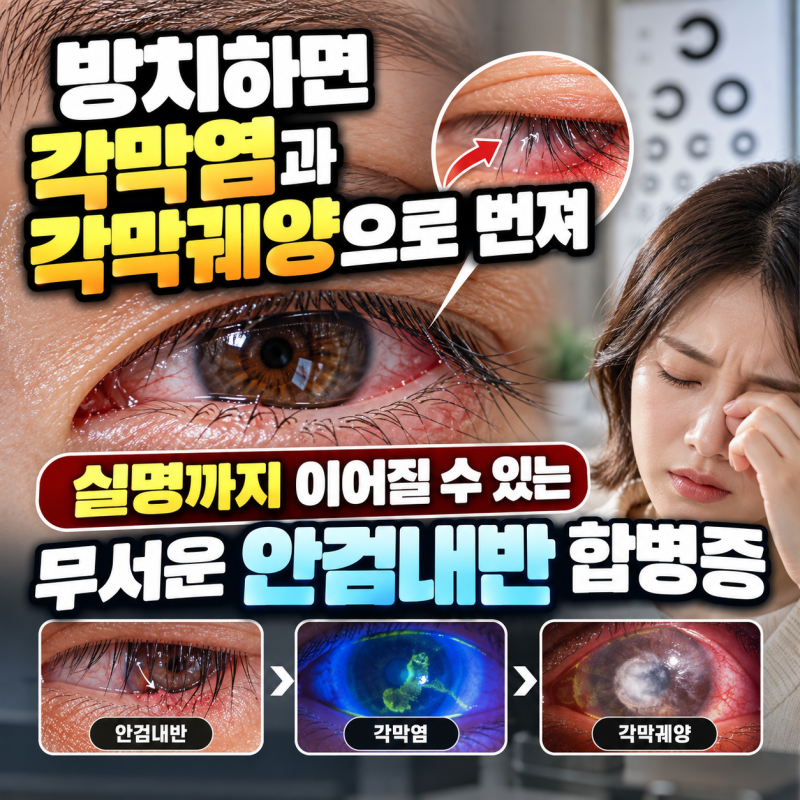 방치하면 각막염과 각막궤양으로 번져 실명까지 이어질 수 있는 무서운 안검내반 합병증