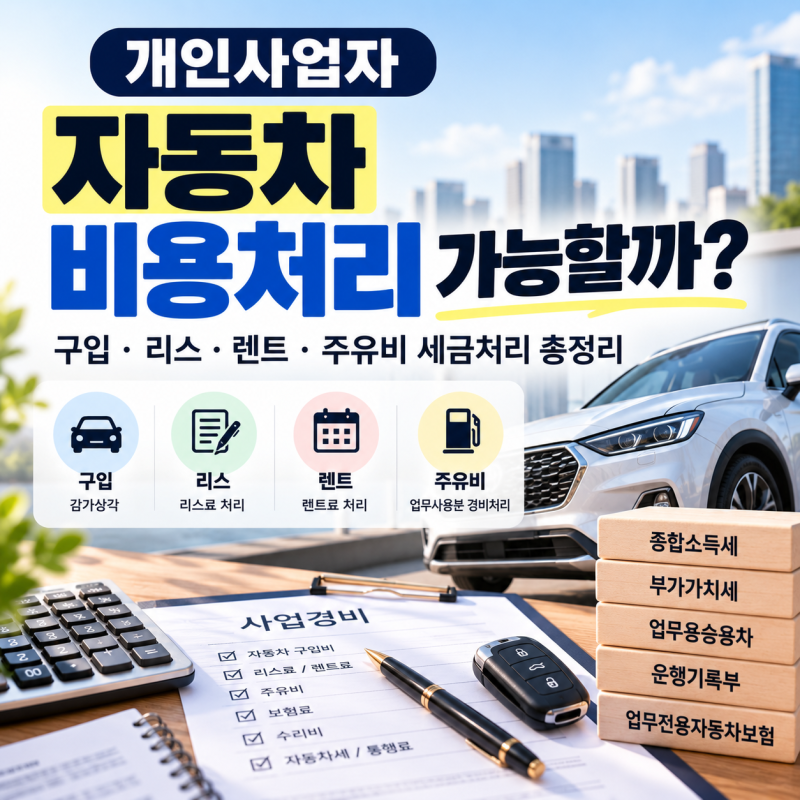 개인사업자 자동차 비용처리 가능? 구입·리스·렌트·주유비 세금처리 총정리