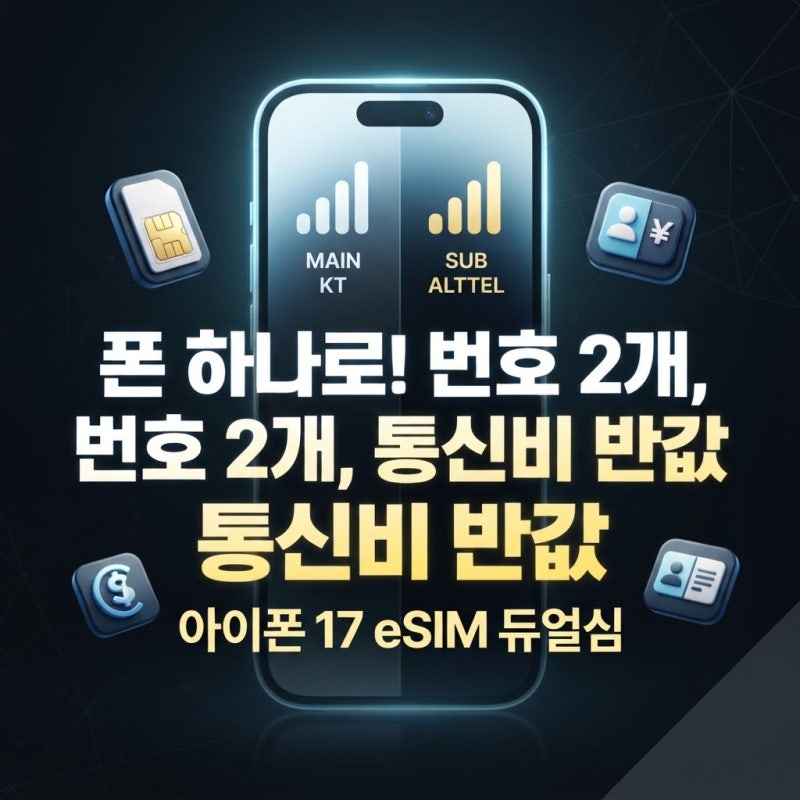 아이폰 17 eSIM 듀얼심 개통 방법 및 알뜰폰 꿀조합 추천 | 폰 하나로 번호 2개 통신비 반값 줄....