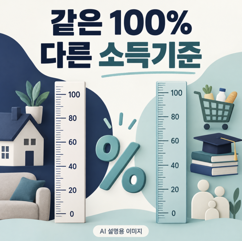공공임대 소득기준 100%, 도시근로자와 중위소득 표가 다른 이유
