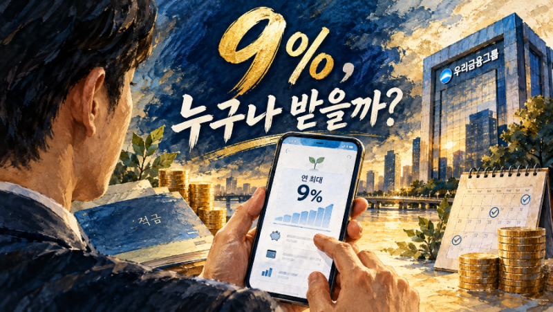 우리금융 다함께 적금2 최고 연 9%, 누구나 받을까? 우대조건·월 30만원 이자 계산